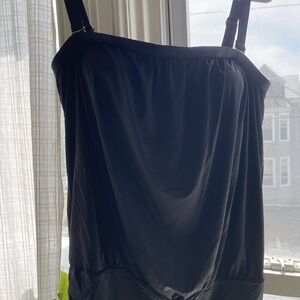 Swimsuits for all black blouson swim top.